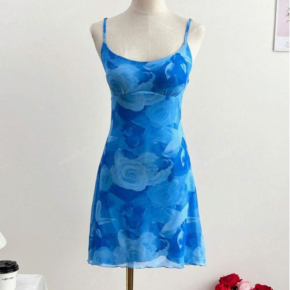 Miu Ning Blue Floral Summer Dress